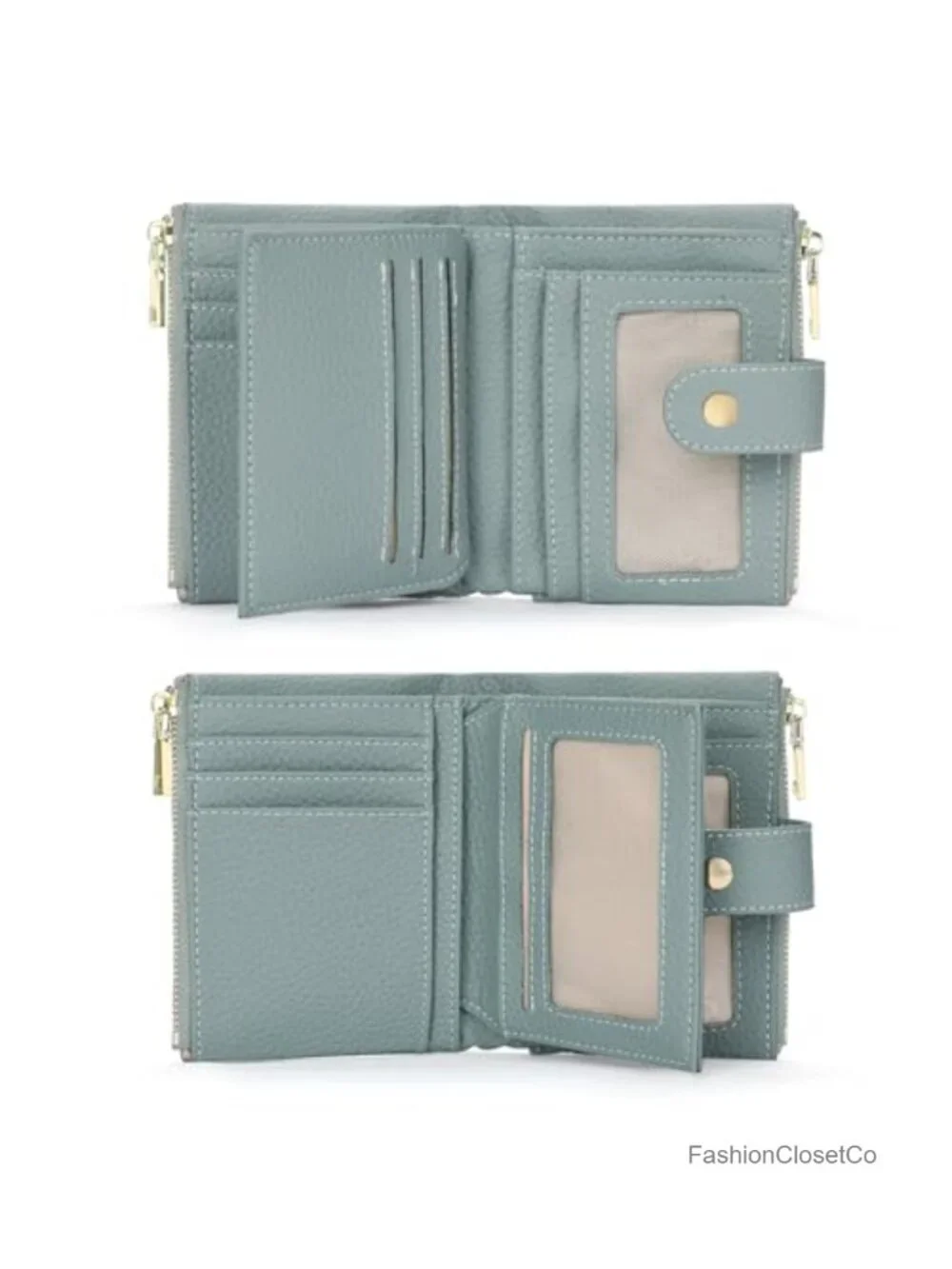 RFID Blocking Trifold Leather Wallet with Credit Card Slots and Zipper Coin